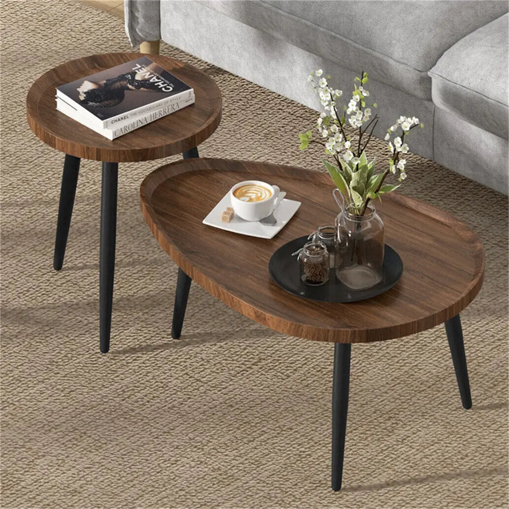 Living Room Coffee Table Set Small Drop-shaped Solid Wooden Sofa Side Table