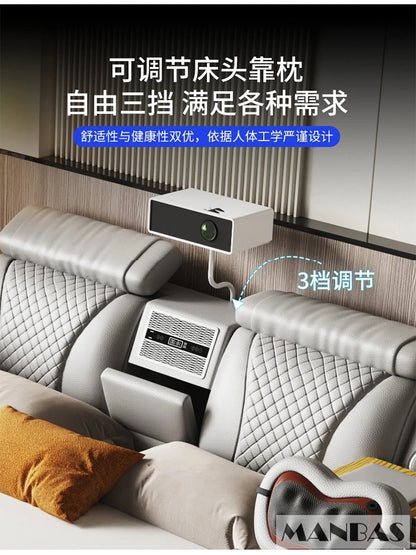 The Ultimate Multifunctional Bedframe with Genuine Leather, Massage, Speaker, Projector, Air Purifier