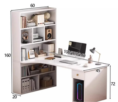 Large Computer Desk Bookshelf Suitable as a Corner Desks