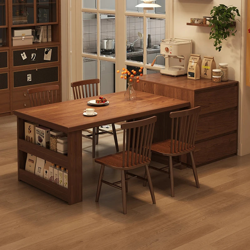 Nordic Walnut Kitchen Island Extendable Dining Table 2025