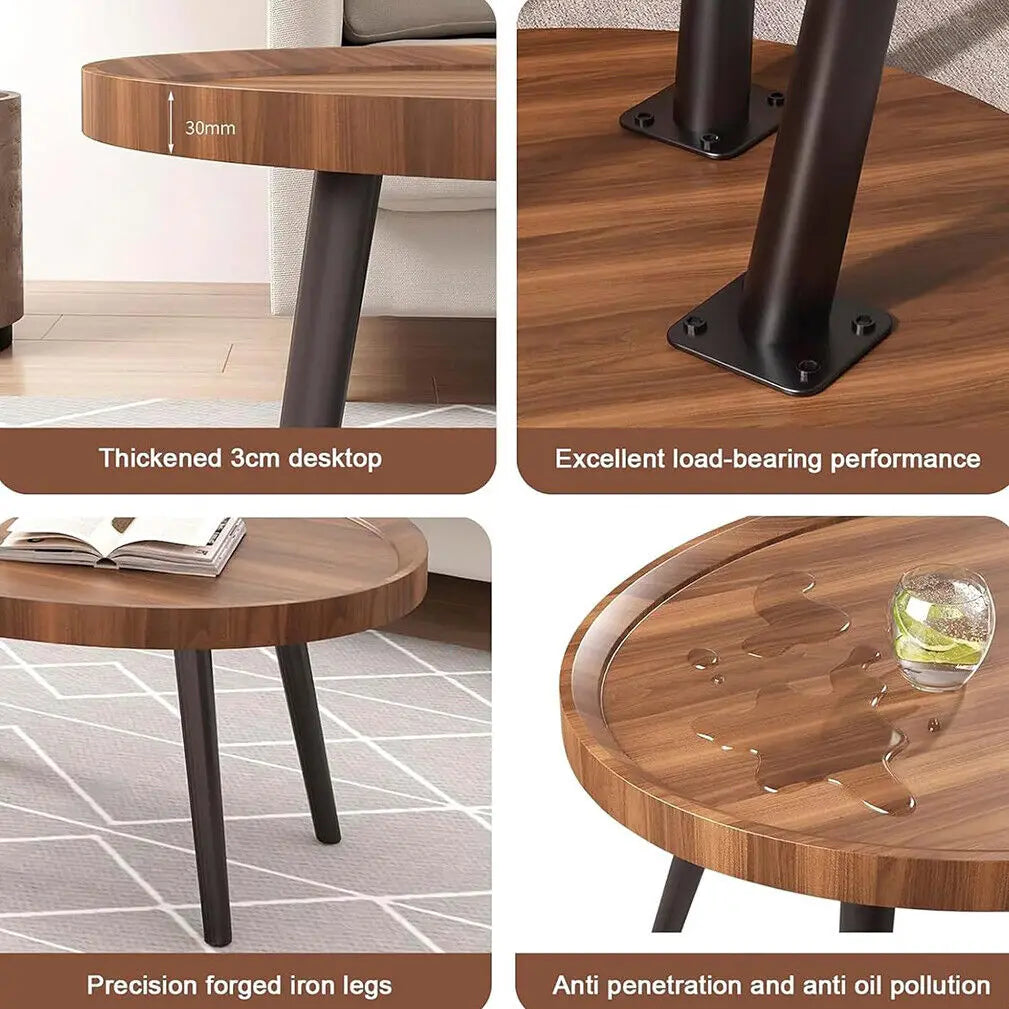 Living Room Coffee Table Set Small Drop-shaped Solid Wooden Sofa Side Table