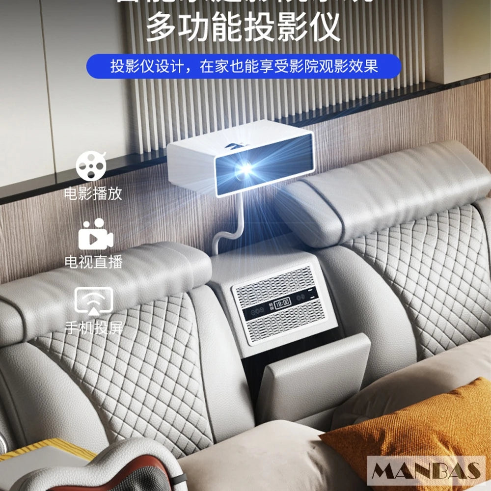 The Ultimate Multifunctional Bedframe with Genuine Leather, Massage, Speaker, Projector, Air Purifier