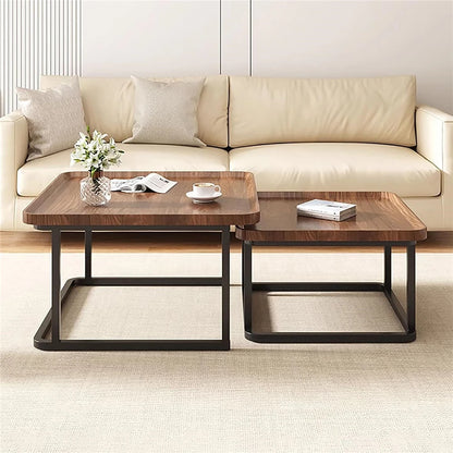 2-Piece Nesting Coffee Table Set - Industrial Coffee Table Set, Stacking Vintage Side End Table
