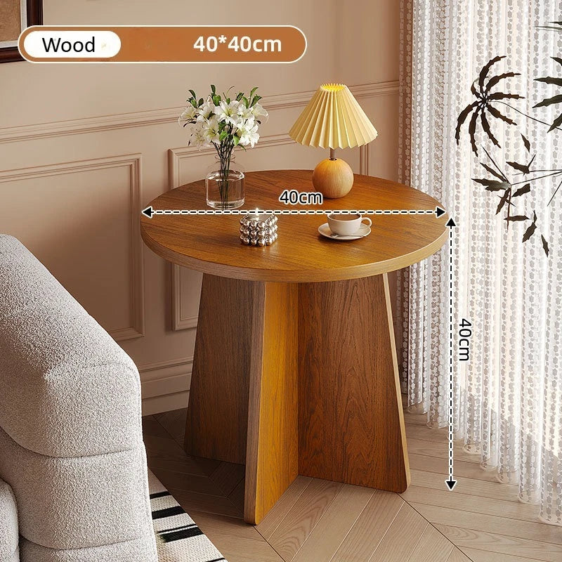 Round Wooden Side Table - Tea table, living room