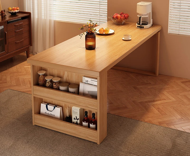 Nordic Walnut Kitchen Island Extendable Dining Table 2025