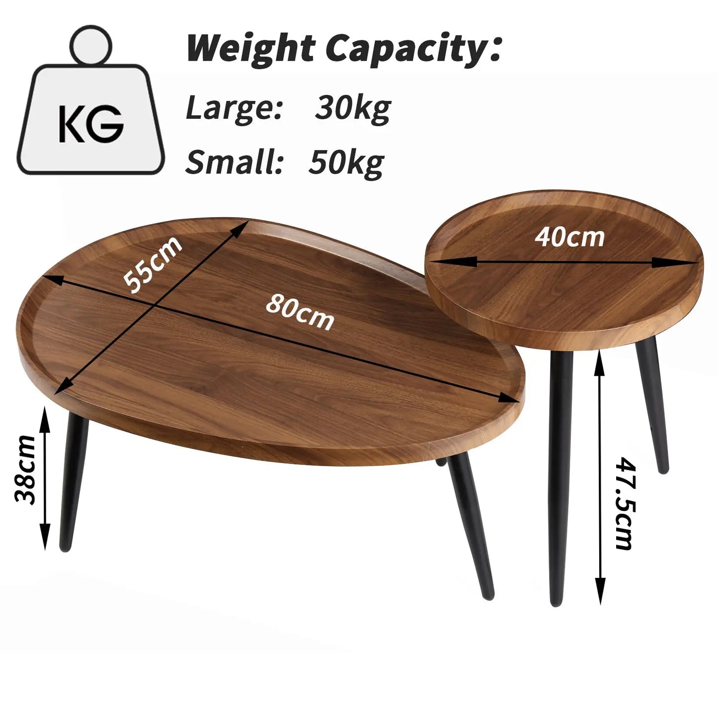 Living Room Coffee Table Set Small Drop-shaped Solid Wooden Sofa Side Table