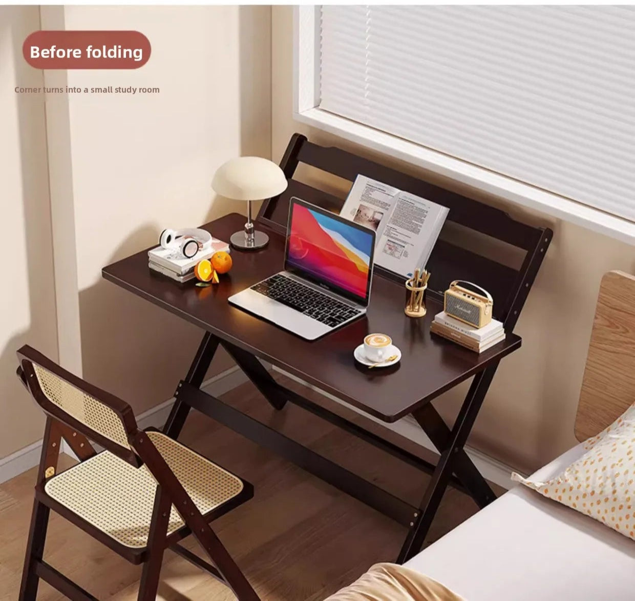 Adjustable Foldable Wooden Desk- Space saving can adjust anywhere