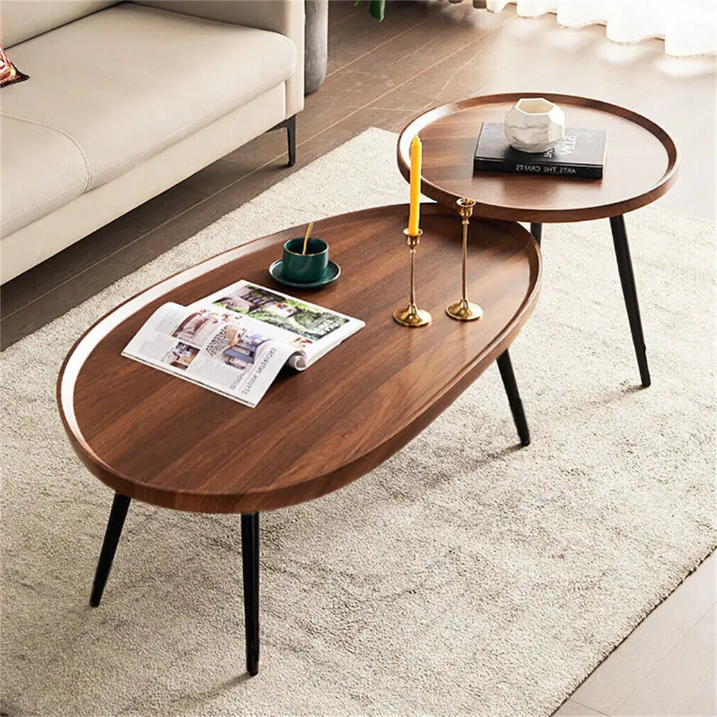 Living Room Coffee Table Set Small Drop-shaped Solid Wooden Sofa Side Table