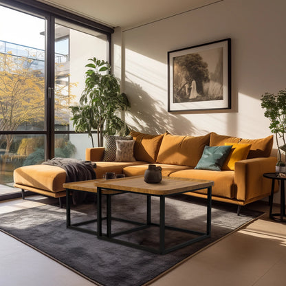 2-Piece Nesting Coffee Table Set - Industrial Coffee Table Set, Stacking Vintage Side End Table