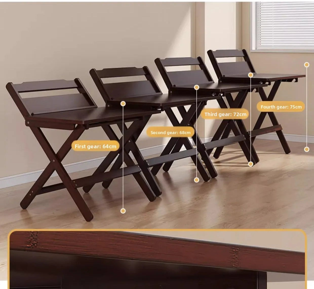 Adjustable Foldable Wooden Desk- Space saving can adjust anywhere