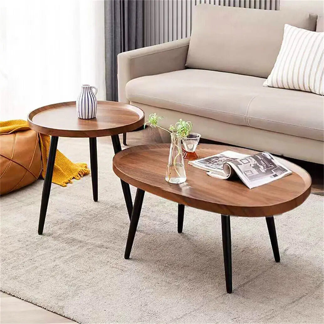 Living Room Coffee Table Set Small Drop-shaped Solid Wooden Sofa Side Table