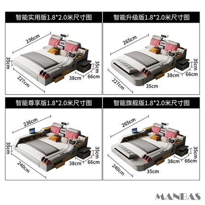 The Ultimate Multifunctional Bedframe with Genuine Leather, Massage, Speaker, Projector, Air Purifier