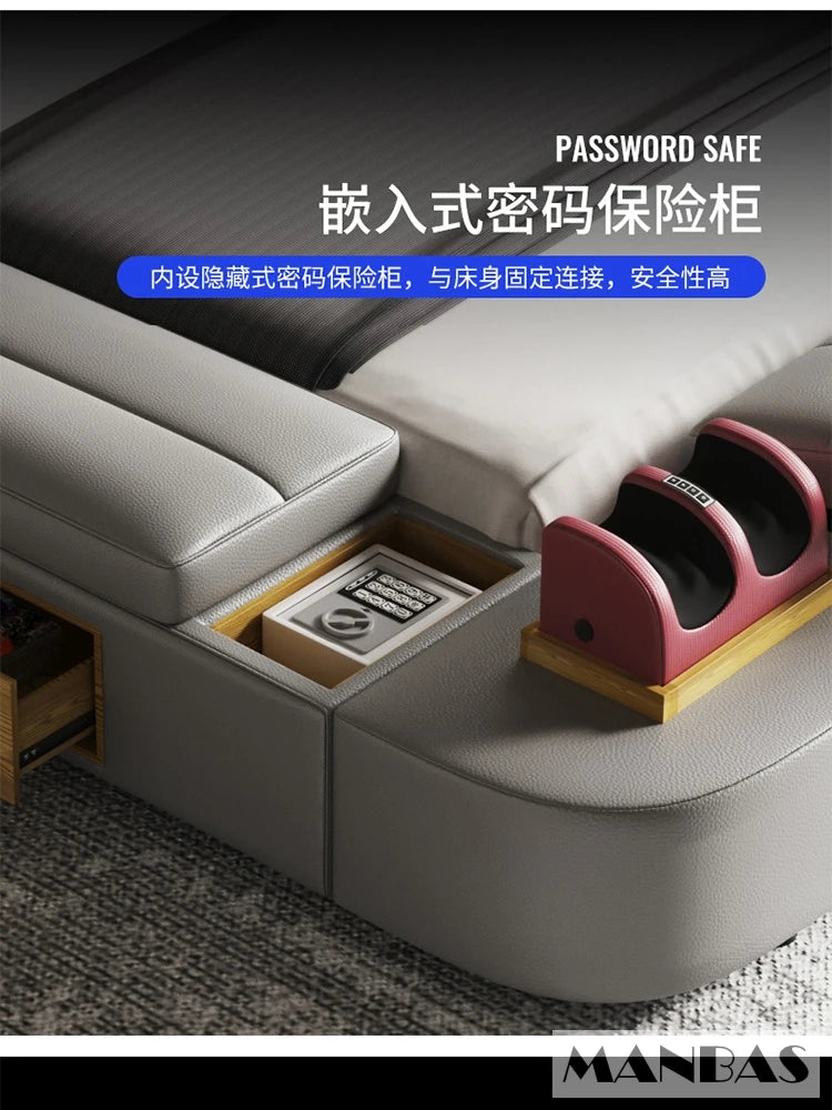 The Ultimate Multifunctional Bedframe with Genuine Leather, Massage, Speaker, Projector, Air Purifier