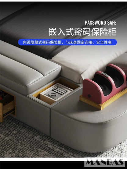The Ultimate Multifunctional Bedframe with Genuine Leather, Massage, Speaker, Projector, Air Purifier